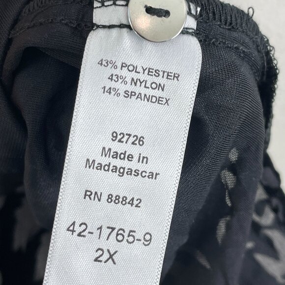 NEW Catherines Womens Plus 2X Black Velvet Burnout Shirt Long Sleeve Button Up - Picture 6 of 12